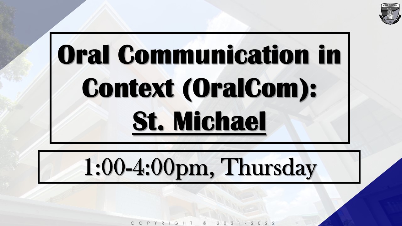 Oral Communication in Context St. Michael 1-4pm, Th