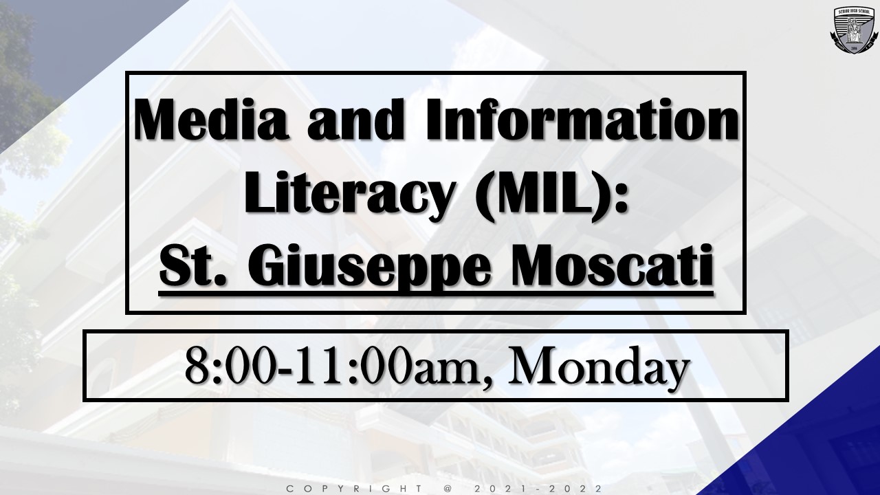 Media and Information Literacy St. Giuseppe 8-11am, M
